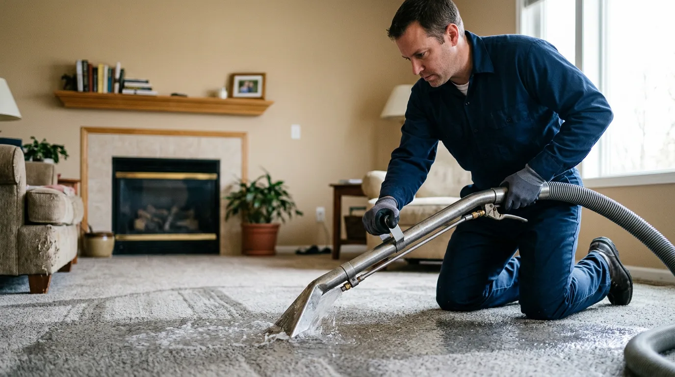 Water damage restoration technician working near Dover, KY